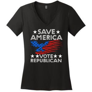 Save America Vote Republican Proud Conservative American Women's V-Neck T-Shirt