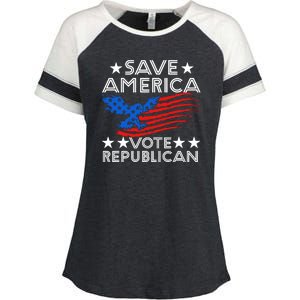 Save America Vote Republican Proud Conservative American Enza Ladies Jersey Colorblock Tee