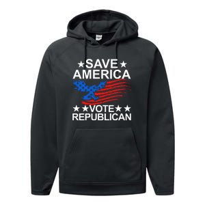 Save America Vote Republican Proud Conservative American Performance Fleece Hoodie