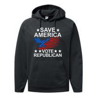 Save America Vote Republican Proud Conservative American Performance Fleece Hoodie