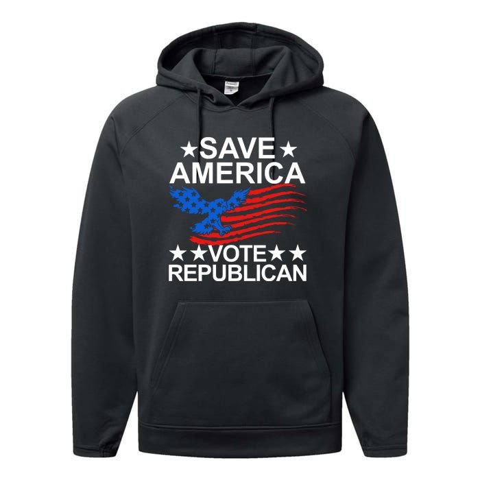 Save America Vote Republican Proud Conservative American Performance Fleece Hoodie