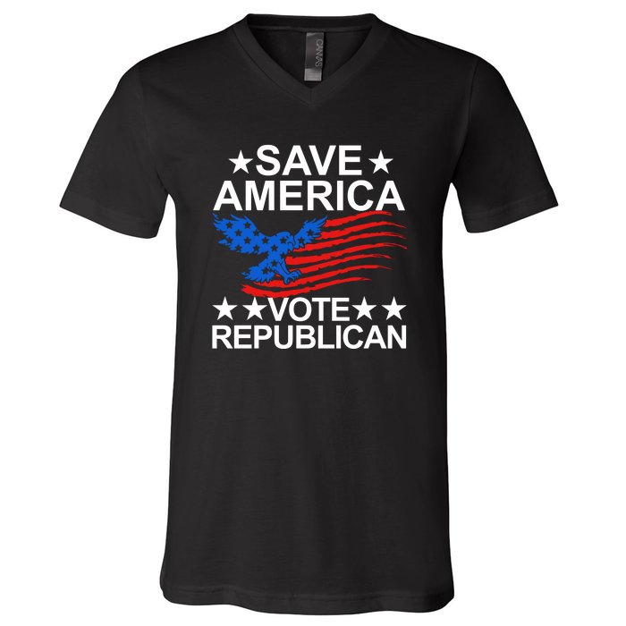 Save America Vote Republican Proud Conservative American V-Neck T-Shirt