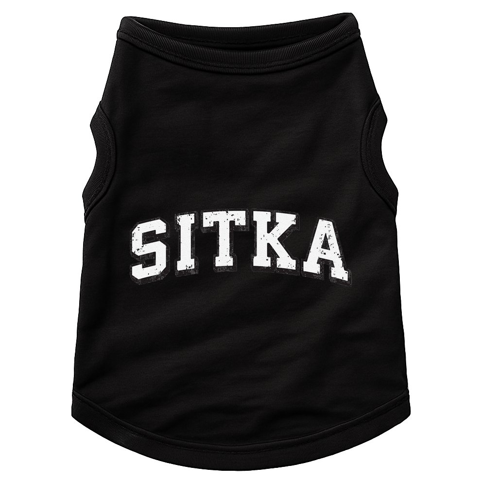 Sitka Alaska Vintage Athletic Sports B&W Print Doggie Tank