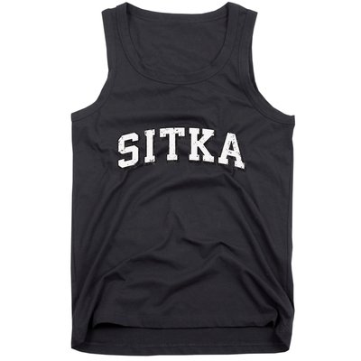 Sitka Alaska Vintage Athletic Sports B&W Print Tank Top