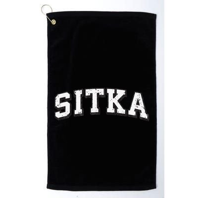 Sitka Alaska Vintage Athletic Sports B&W Print Golf Towel