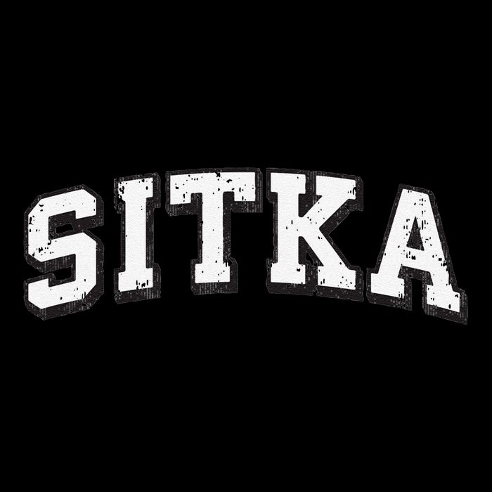 Sitka Alaska Vintage Athletic Sports B&W Print Kids Hoodie