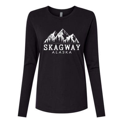 Skagway Alaska Vintage Mountains Nature Souvenir Womens Cotton Relaxed Long Sleeve T-Shirt