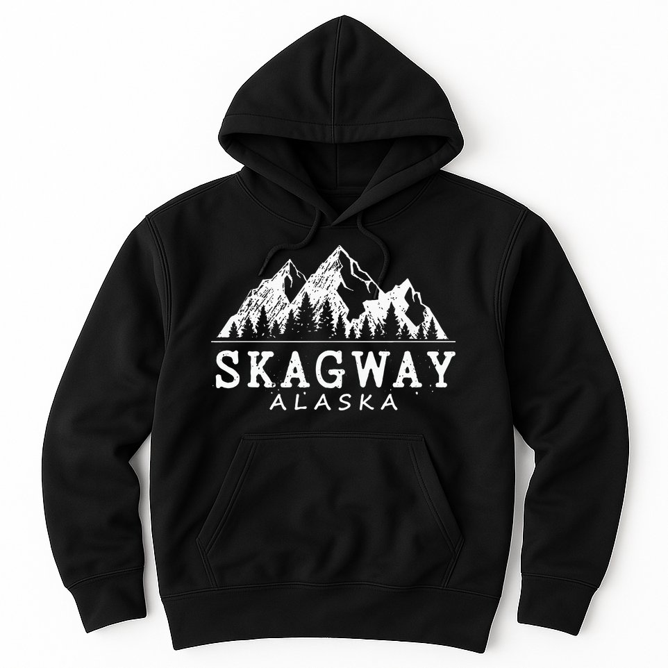 Skagway Alaska Vintage Mountains Nature Souvenir Hoodie