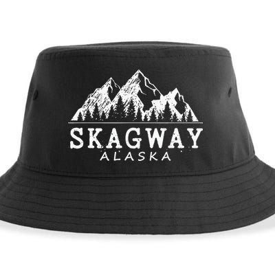 Skagway Alaska Vintage Mountains Nature Souvenir Sustainable Bucket Hat