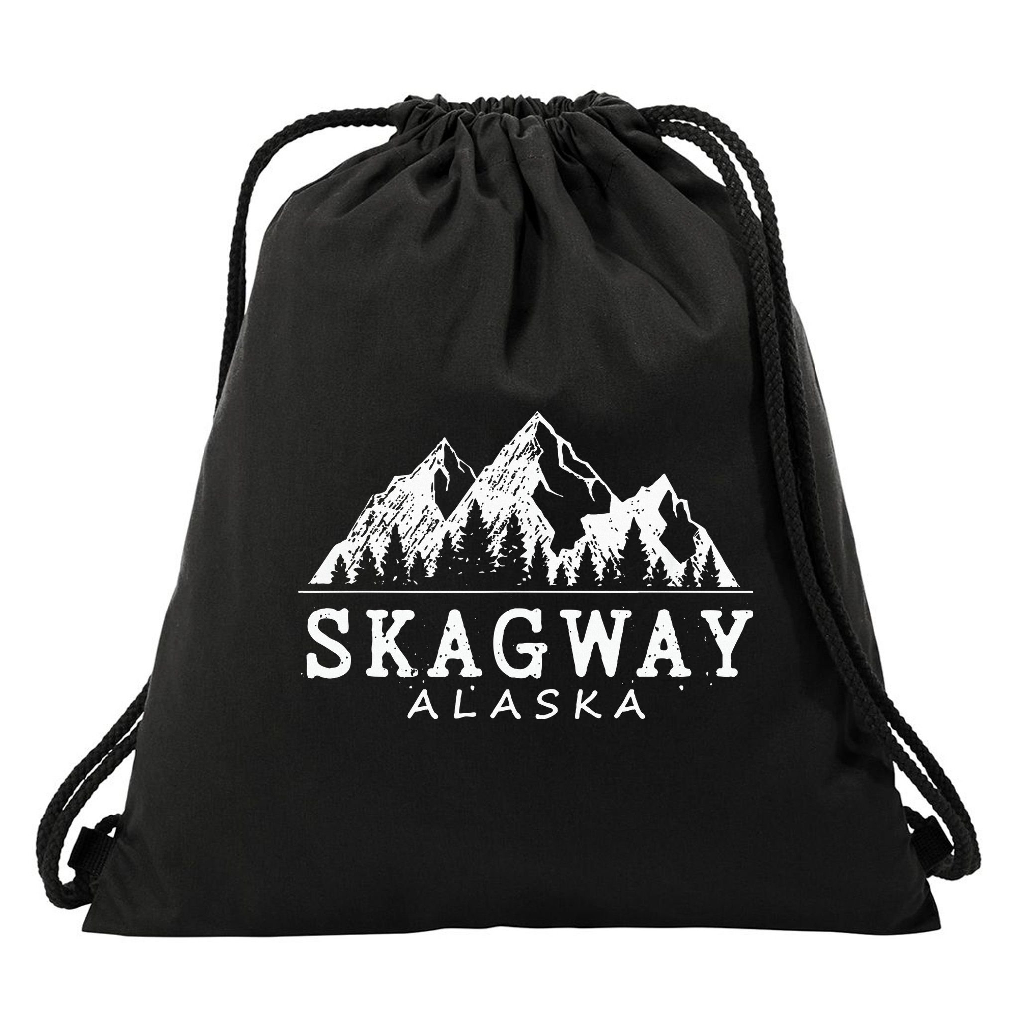 Skagway Alaska Vintage Mountains Nature Souvenir Drawstring Bag