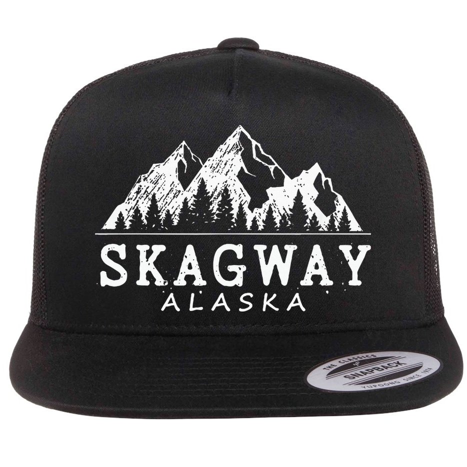 Skagway Alaska Vintage Mountains Nature Souvenir Flat Bill Trucker Hat