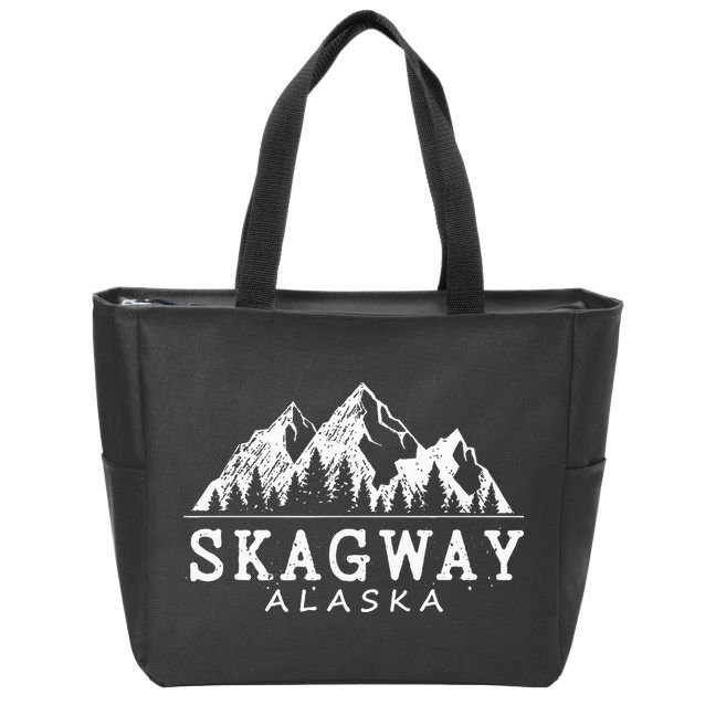 Skagway Alaska Vintage Mountains Nature Souvenir Zip Tote Bag
