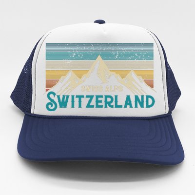 Switzerland Alps Vintage Mountains Swiss Souvenir Gift Trucker Hat