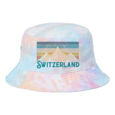 Switzerland Alps Vintage Mountains Swiss Souvenir Gift Tie Dye Newport Bucket Hat