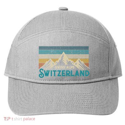 Switzerland Alps Vintage Mountains Swiss Souvenir Gift 7-Panel Snapback Hat