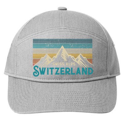 Switzerland Alps Vintage Mountains Swiss Souvenir Gift 7-Panel Snapback Hat