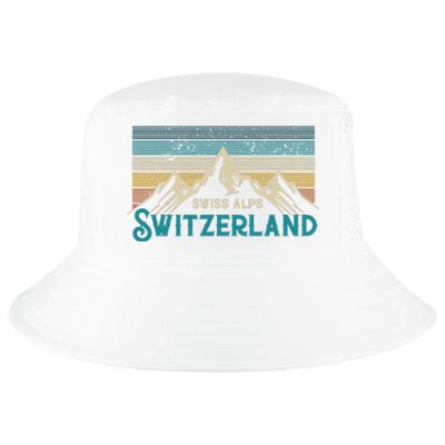 Switzerland Alps Vintage Mountains Swiss Souvenir Gift Cool Comfort Performance Bucket Hat