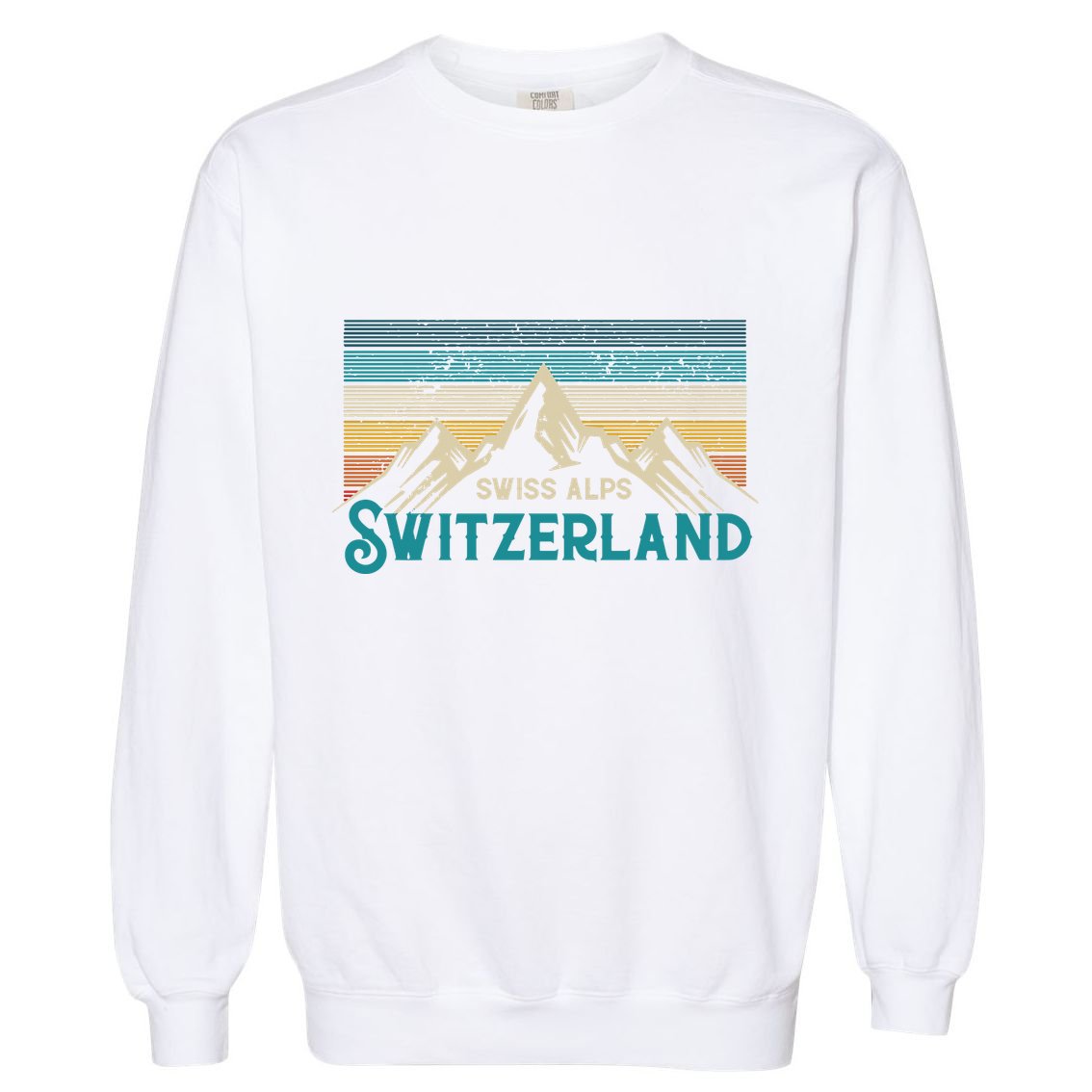 Switzerland Alps Vintage Mountains Swiss Souvenir Gift Garment-Dyed Sweatshirt