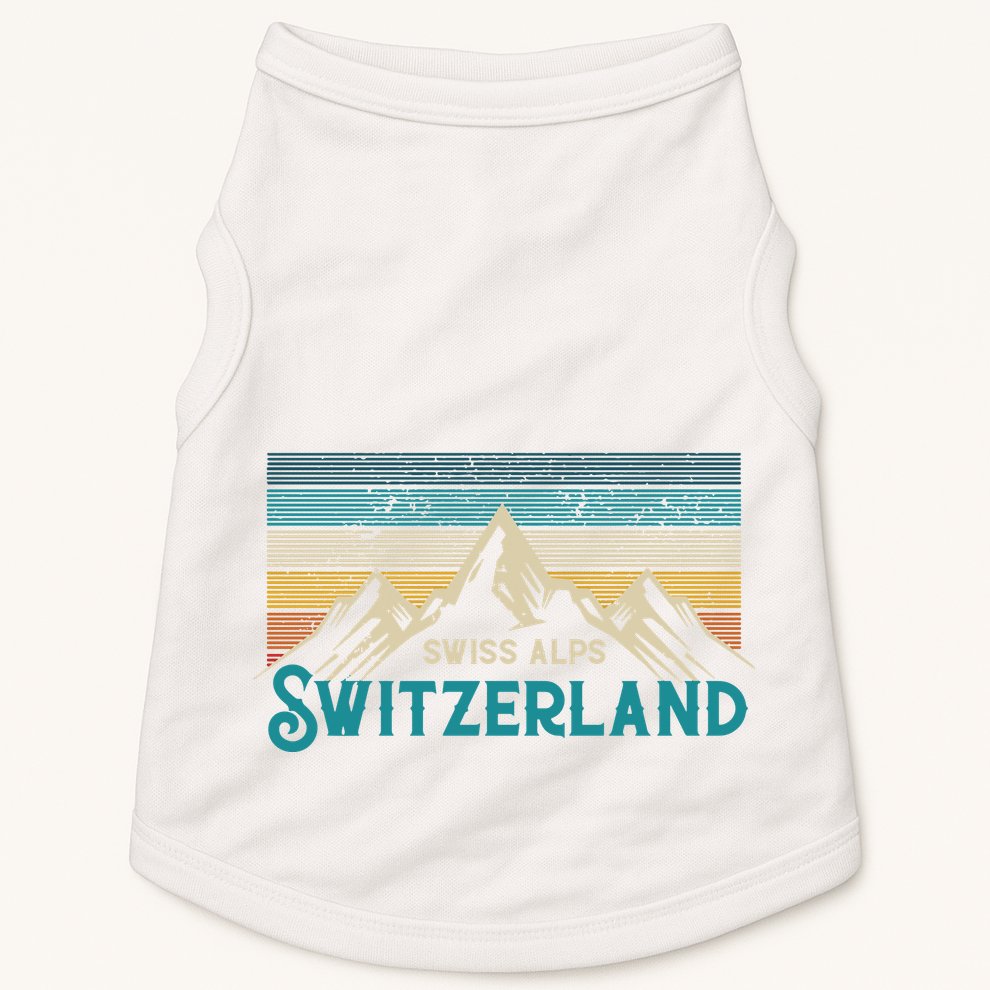 Switzerland Alps Vintage Mountains Swiss Souvenir Gift Doggie Tank