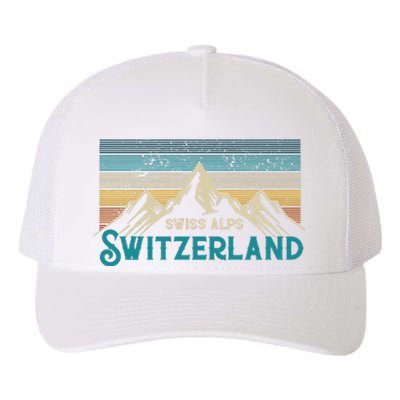 Switzerland Alps Vintage Mountains Swiss Souvenir Gift Yupoong Adult 5-Panel Trucker Hat