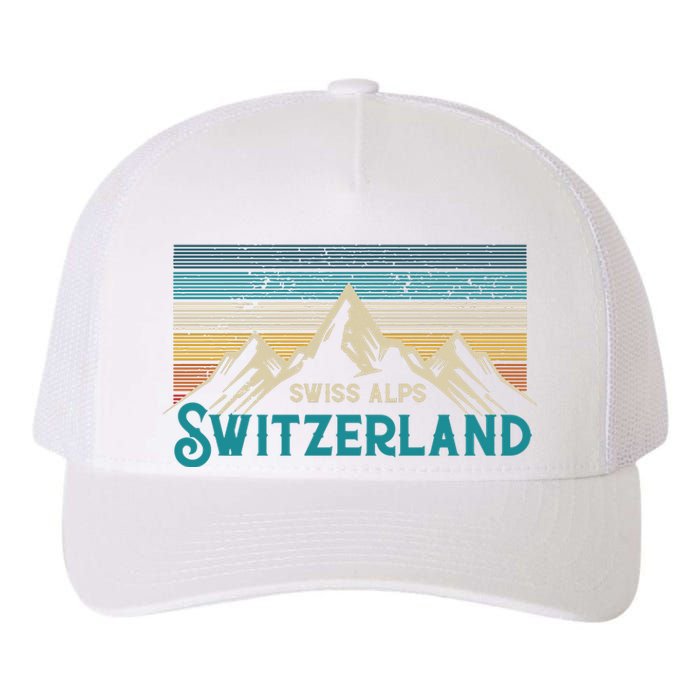 Switzerland Alps Vintage Mountains Swiss Souvenir Gift Yupoong Adult 5-Panel Trucker Hat