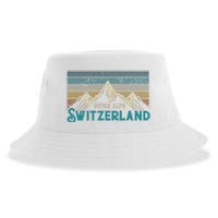 Switzerland Alps Vintage Mountains Swiss Souvenir Gift Sustainable Bucket Hat