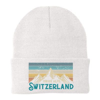 Switzerland Alps Vintage Mountains Swiss Souvenir Gift Knit Cap Winter Beanie