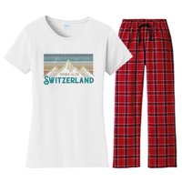 Switzerland Alps Vintage Mountains Swiss Souvenir Gift Women's Flannel Pajama Set