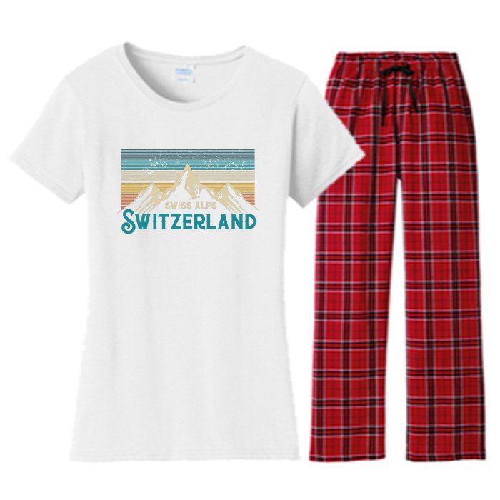 Switzerland Alps Vintage Mountains Swiss Souvenir Gift Women's Flannel Pajama Set