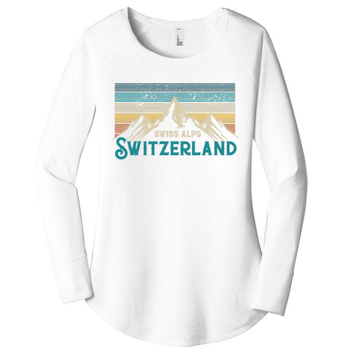 Switzerland Alps Vintage Mountains Swiss Souvenir Gift Women's Perfect Tri Tunic Long Sleeve Shirt