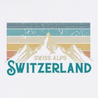 Switzerland Alps Vintage Mountains Swiss Souvenir Gift Polo