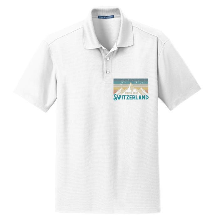 Switzerland Alps Vintage Mountains Swiss Souvenir Gift Dry Zone Grid Polo