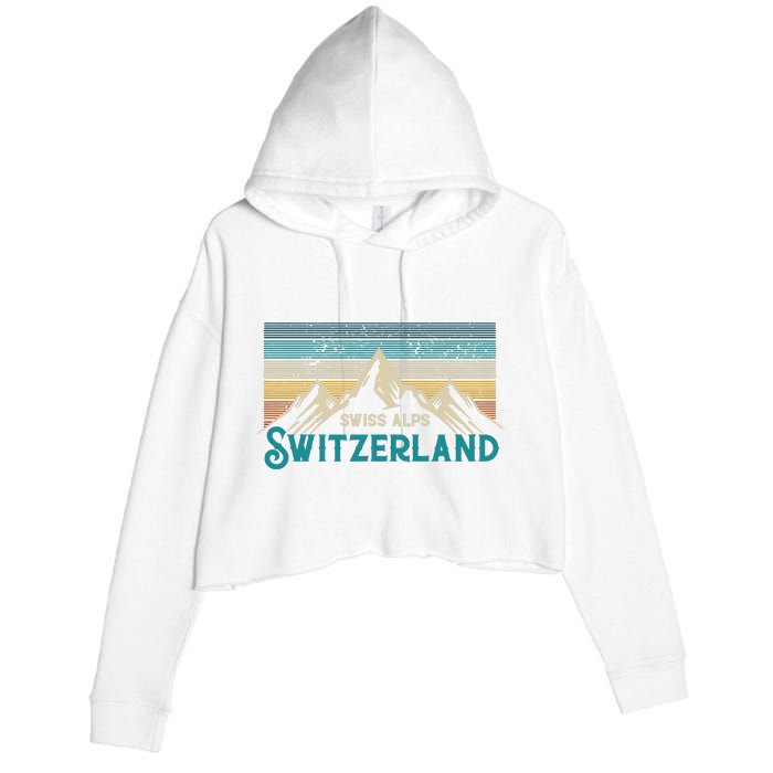 Switzerland Alps Vintage Mountains Swiss Souvenir Gift Crop Fleece Hoodie