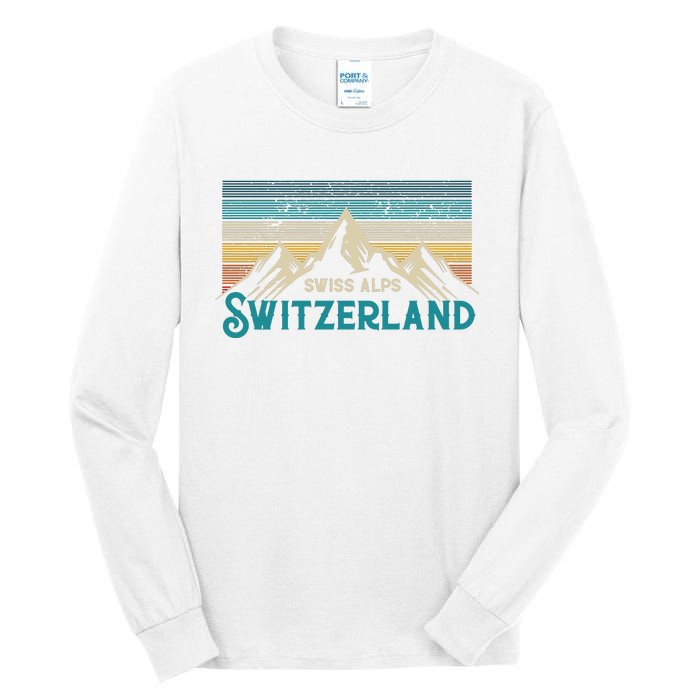 Switzerland Alps Vintage Mountains Swiss Souvenir Gift Tall Long Sleeve T-Shirt