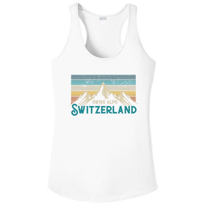 Switzerland Alps Vintage Mountains Swiss Souvenir Gift Ladies PosiCharge Competitor Racerback Tank