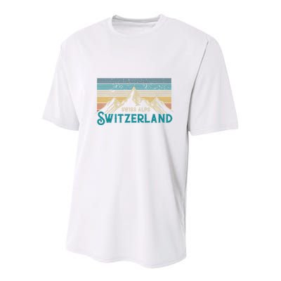 Switzerland Alps Vintage Mountains Swiss Souvenir Gift Youth Performance Sprint T-Shirt