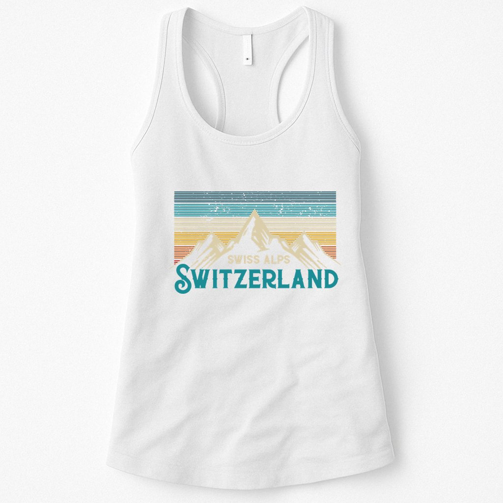 Switzerland Alps Vintage Mountains Swiss Souvenir Gift Womens Tank Top