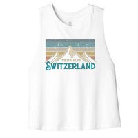 Switzerland Alps Vintage Mountains Swiss Souvenir Gift Women's Racerback Cropped Tank