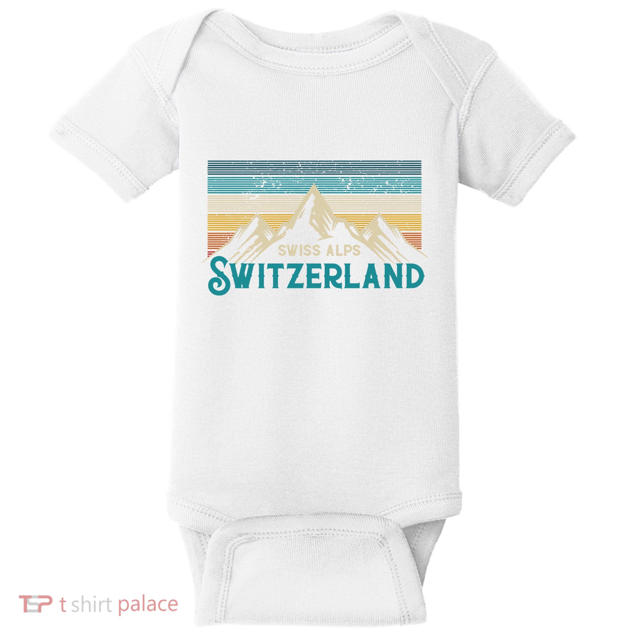 Switzerland Alps Vintage Mountains Swiss Souvenir Gift Baby Bodysuit