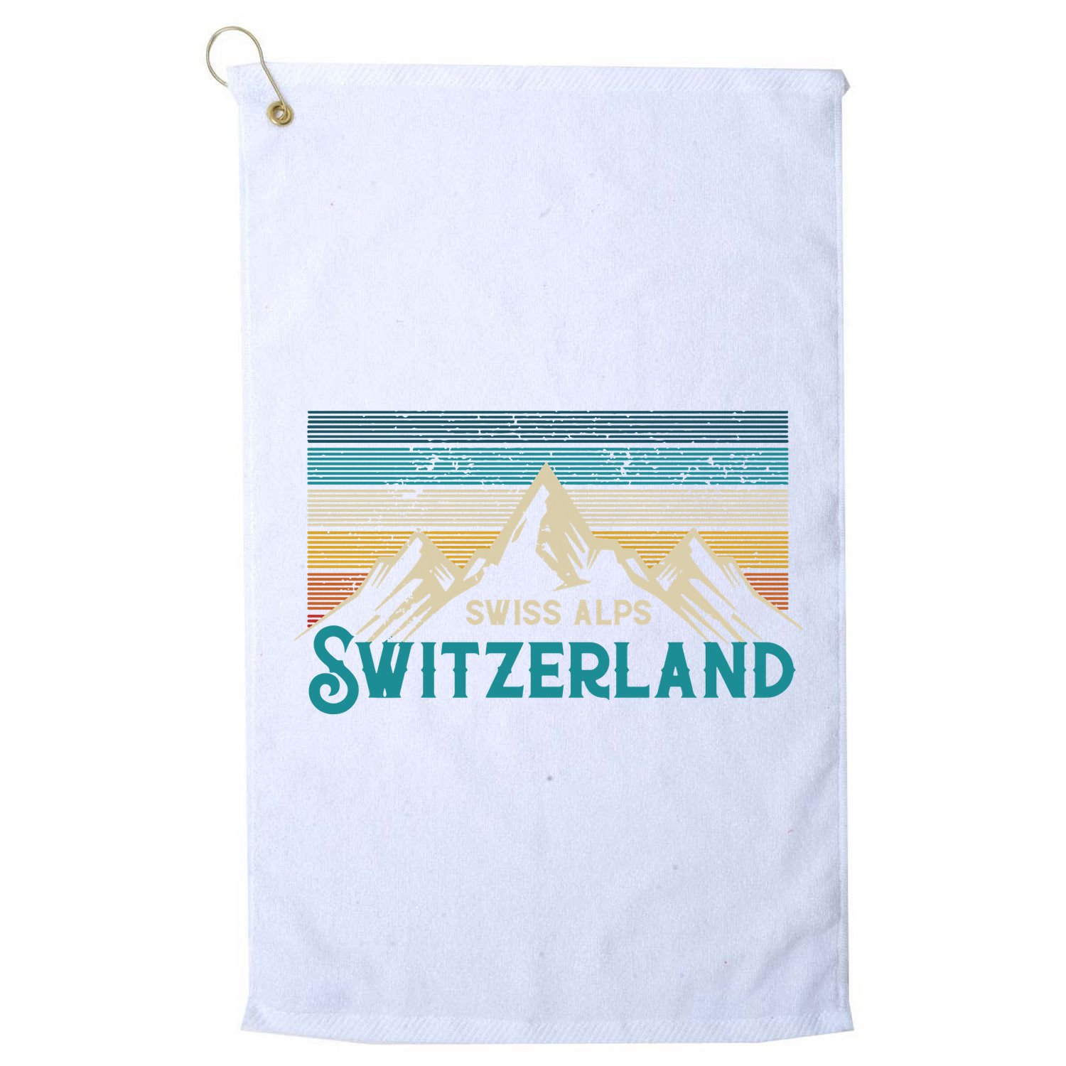 Switzerland Alps Vintage Mountains Swiss Souvenir Gift Golf Towel