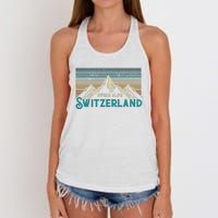 Switzerland Alps Vintage Mountains Swiss Souvenir Gift Women's Knotted Racerback Tank