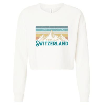 Switzerland Alps Vintage Mountains Swiss Souvenir Gift Cropped Pullover Crew