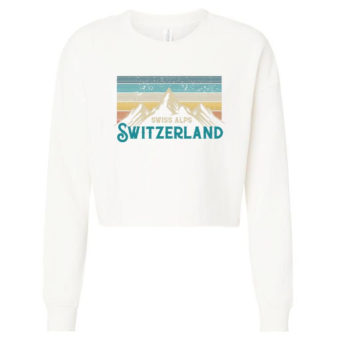 Switzerland Alps Vintage Mountains Swiss Souvenir Gift Cropped Pullover Crew