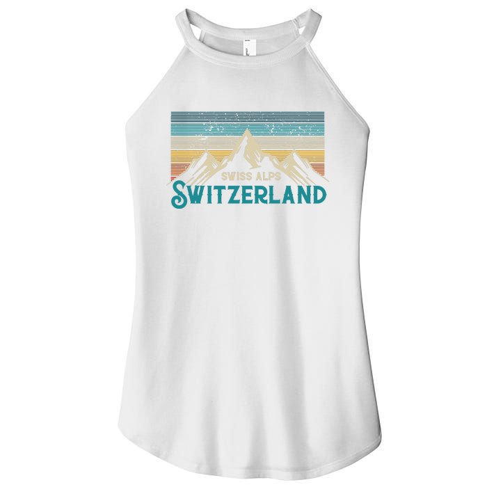 Switzerland Alps Vintage Mountains Swiss Souvenir Gift Women's Perfect Tri Rocker Tank