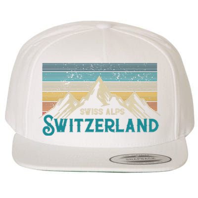 Switzerland Alps Vintage Mountains Swiss Souvenir Gift Wool Snapback Cap