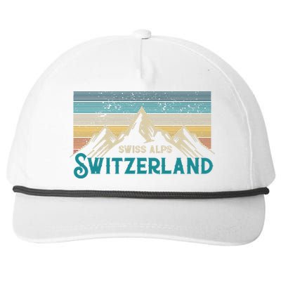 Switzerland Alps Vintage Mountains Swiss Souvenir Gift Snapback Five-Panel Rope Hat