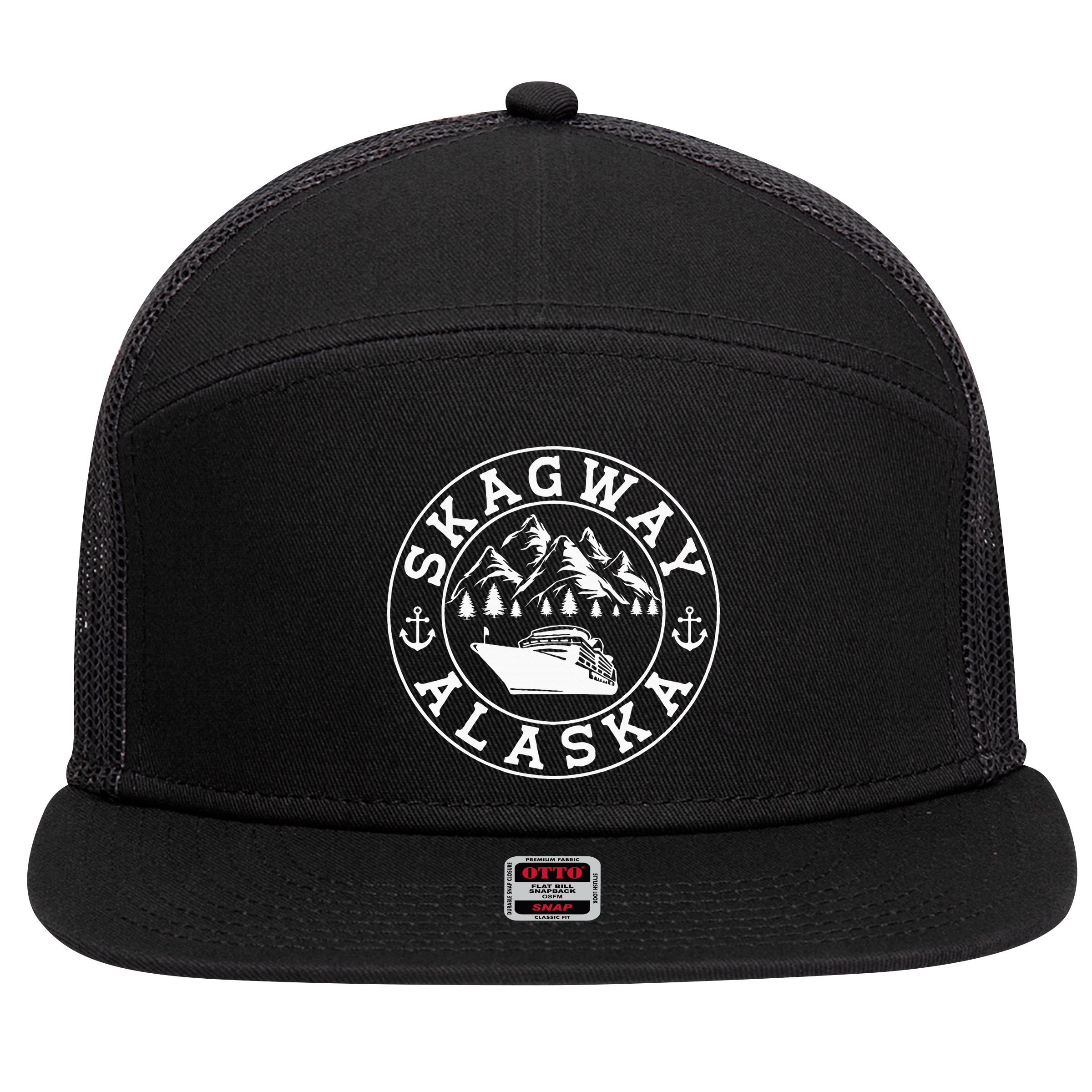 Skagway Alaska Vacation Souvenir And Cruise Gifts 7 Panel Mesh Trucker Snapback Hat