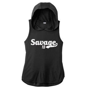 Savage AF Ladies PosiCharge Tri-Blend Wicking Draft Hoodie Tank