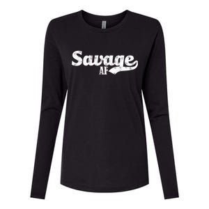 Savage AF Womens Cotton Relaxed Long Sleeve T-Shirt