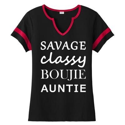 Savage Classy Bougie Auntie Funny Aunt Ladies Halftime Notch Neck Tee